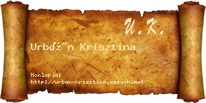 Urbán Krisztina névjegykártya